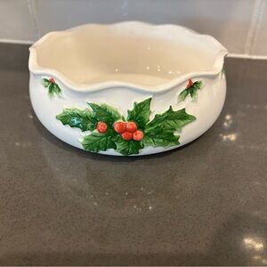 Vintage Mary Ann Baker Elegant Holly Design Serveware / candy Bowl
